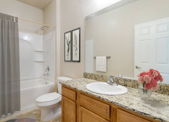 Bathroom at Villaggio Apartments in Bossier City, LA