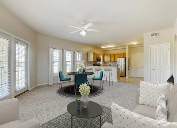 Bright Living Room at Villaggio Apartments in Bossier City, LA
