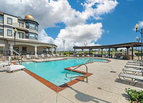 the resort style swimming pool at our hotel at Villaggio Apartments, Louisiana, 71111