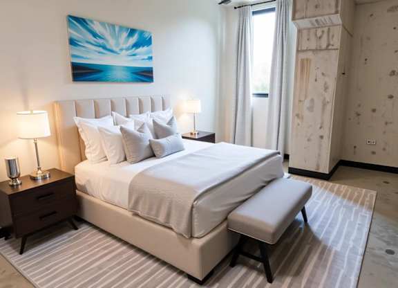 Bedroom with Bed at The 503 Apartments, Dayton, Ohio