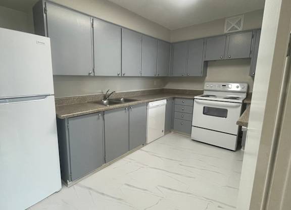 Kitchen with white appliances