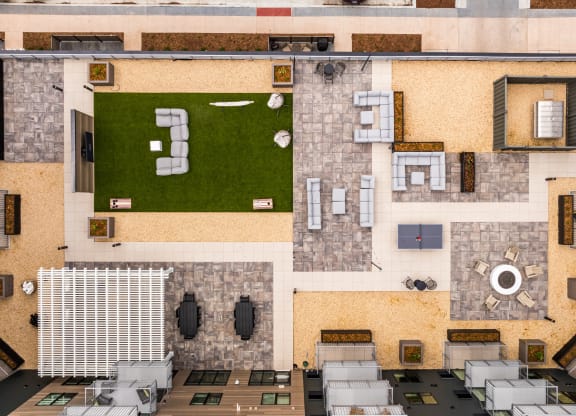 a floor plan of a house with a courtyard and a pool at EagleRidge Plaza Residences, Fargo, ND, 58104