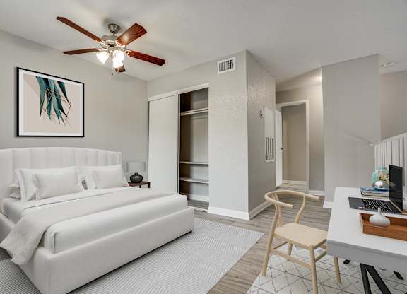 Bedroom With Adequate Storage at Seacrest Apartments, Garland, TX, Texas, 75044