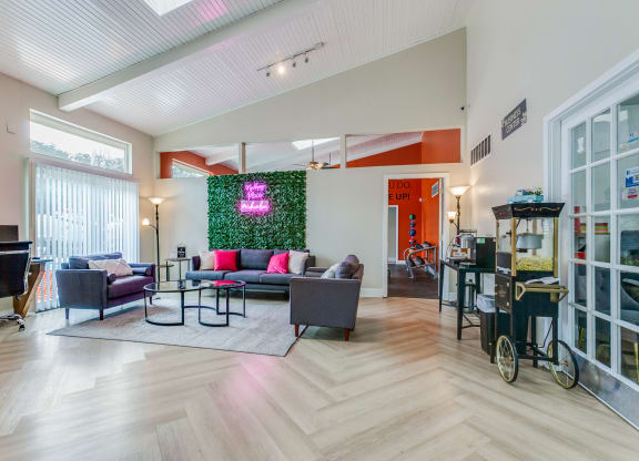 Living room at Falls on Clearwood Apartments, Richardson, TX, Texas