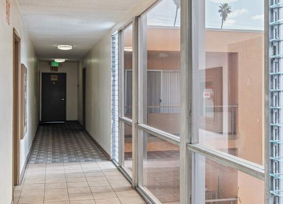Long Hallway at Menlo Terrace Apartments, California
