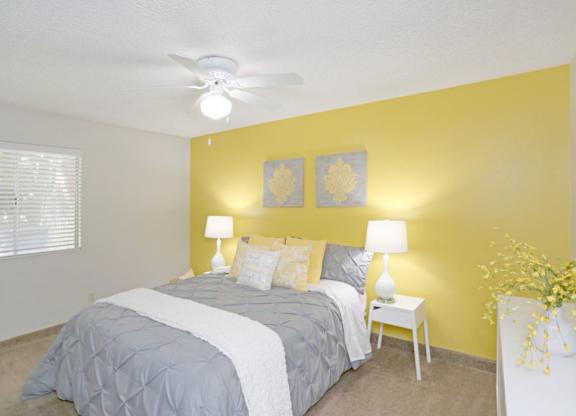 a bedroom with a bed and a ceiling fan at Granite Bay, Phoenix, Arizona, 85023