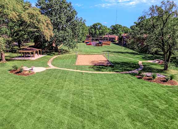 sand volleyball court at Hampton Gardens, Missouri