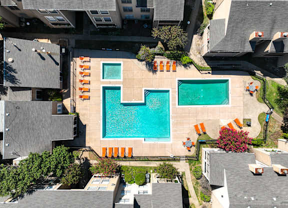 Aerial View Of Swimming pool at Seacrest Apartments, Garland