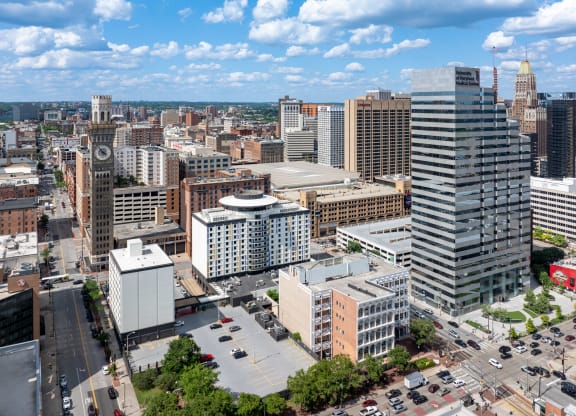 a view of the city from a skyscraper at Vision on Lombard, Baltimore, MD 21201