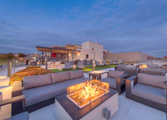 Outdoor fire pit on a rooftop