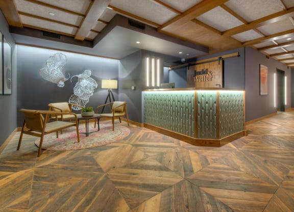 Judd Lobby with reception desk and seating