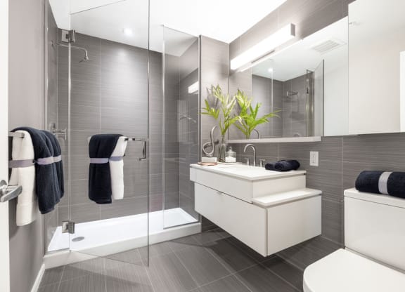 a bathroom with a sink and a toilet and a shower