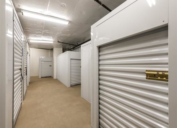 a room filled with metal storage containers