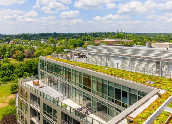 a building with a green roof