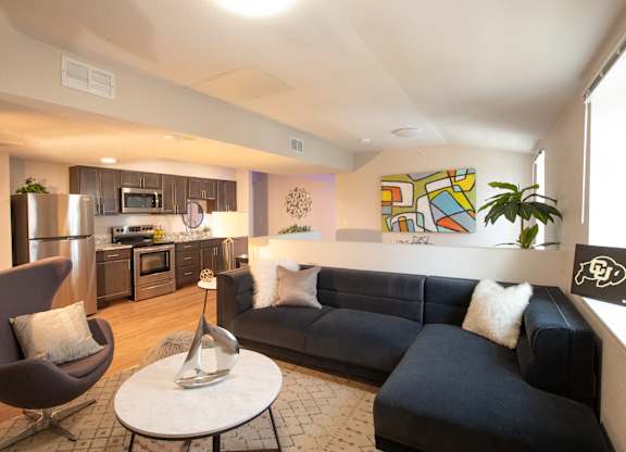 Living Area With Kitchen at 891 Exchange, Boulder Colorado