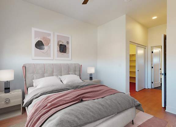 Bedroom With Closet at Mile Apartments, Denver, CO
