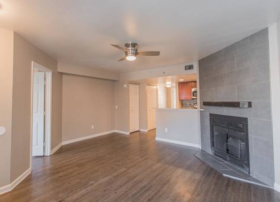 Living Room With Standard Fireplace at Valencia Gardens, Boulder, CO, 80304