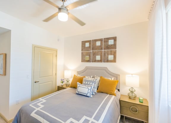 3 Bedroom Apartments in Gilbert AZ - Curve At Gilbert - Spacious Bedroom With Plush Carpet Flooring And A Large Window With Blinds