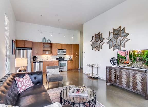 Apartments in Nashville, TN for Rent - 12 South Apartments - Kitchen and living room modern furniture