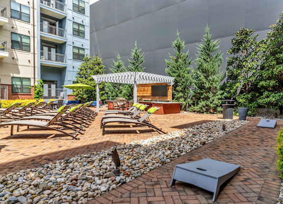 Pet-Friendly Apartments in Nashville, TN- Octave Apartments- Pooldeck yard games