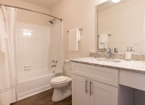 Alpharetta Apartments – Webb Bridge Crossing – bathroom with a bathtub toilet and sink