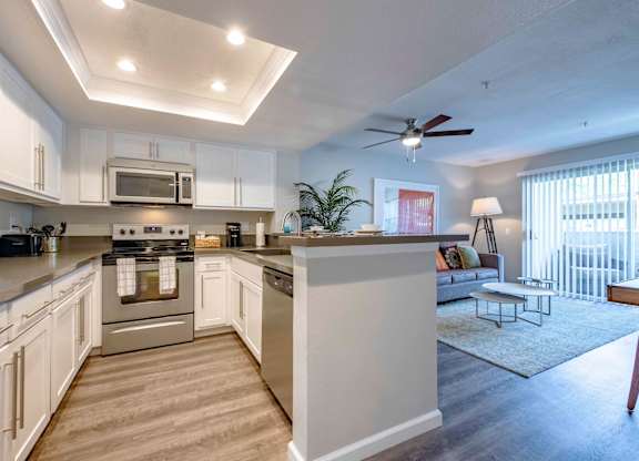 open living room & kitchen area