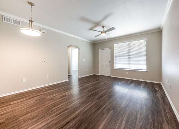 Regency at dell ranch living room with ceiling fan