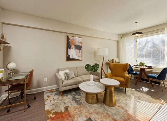 Studio living and dining (staged) at 1500 Arlington, Arlington