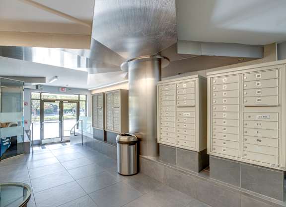 Mailboxes in lobby of 1600 Pennsylvania Avenue SE Apartments