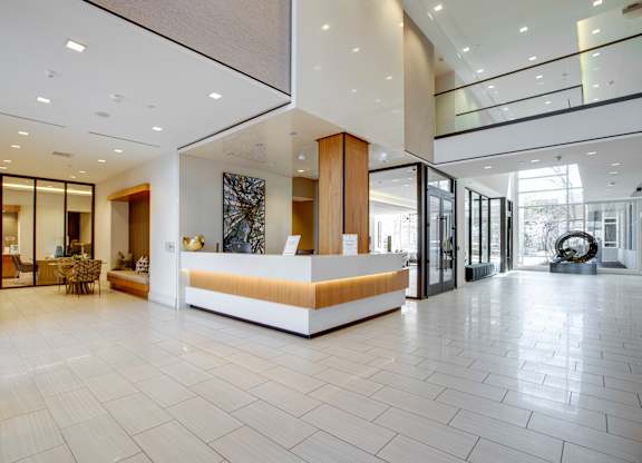 Lobby and concierge desk at Valo Apartments in Washington DC 20024