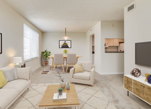 Two-bedroom townhome living area (virtually staged)  at Lenox Park, Silver Spring