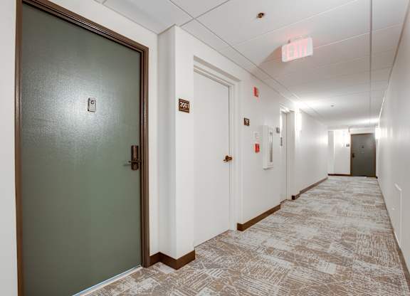 Newly renovated corridors at Lenox Club in the National Landing neighborhood of Arlington, VA 22202