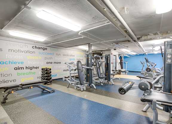 Fitness center at Mason Hall Apartments in Alexandria, VA 22314