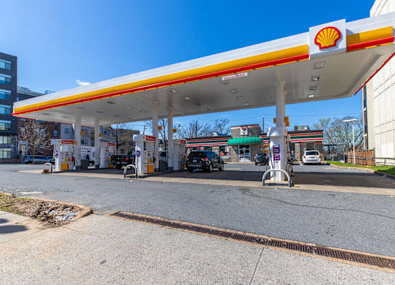 Shell gas station near Park Place at Petworth Apartments at 850 Quincy Street, NW, Washington, DC