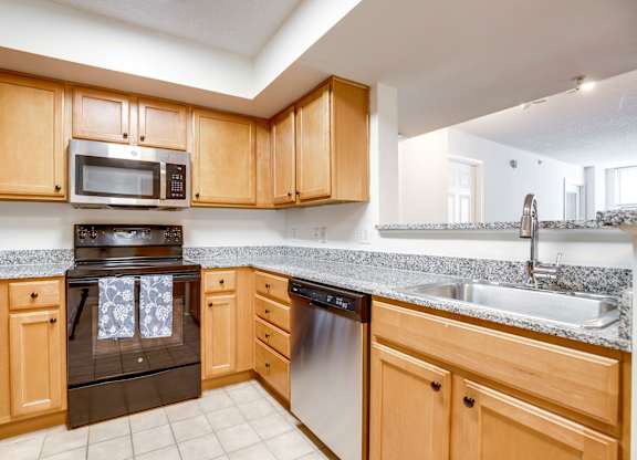 A kitchen at West End Residences, Washington, 20037