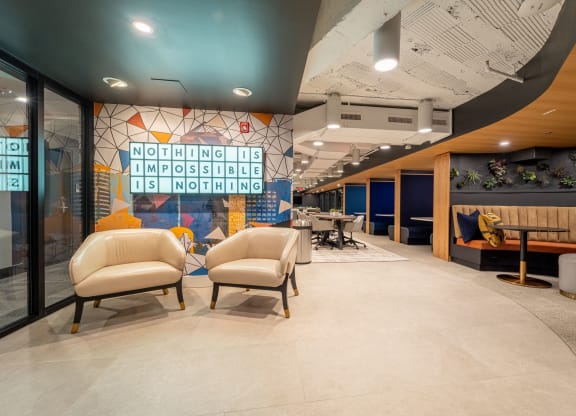 Co-working space with printing and coffee station at 1500 Arlington, Arlington, Virginia