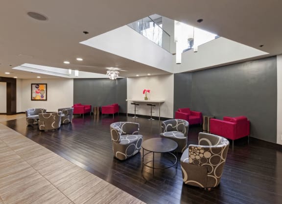 Building lobby with seating area  at Lenox Park, Maryland, 20910