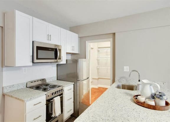 Updated kitchen with stainless steel appliances at The York and Potomac Park, Washington, 20006