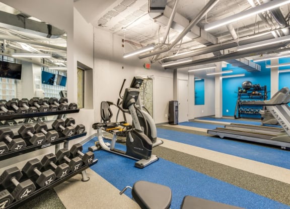 Fitness center weights area at Diplomat, Washington, Washington