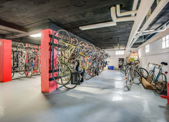 Bike storage  at Kew Gardens, Washington, DC