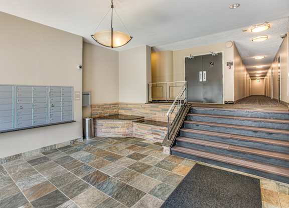 Mail room and lobby at Legation House Apartments in Chevy Chase, Washington, DC 20015