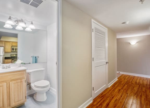 Apartment hall and bathroom entryway at 1633 Q, Washington, DC