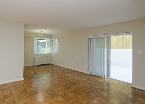 One-bedroom living and dining at Legation House in Washington, DC 20015