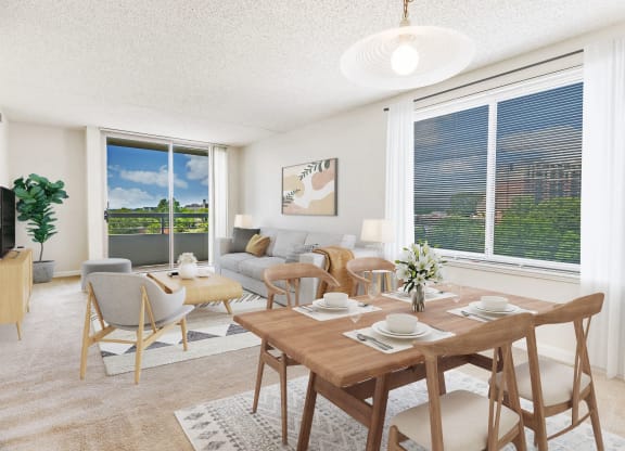 Apartment living and dining area (virtually staged)  at Lenox Park, Maryland