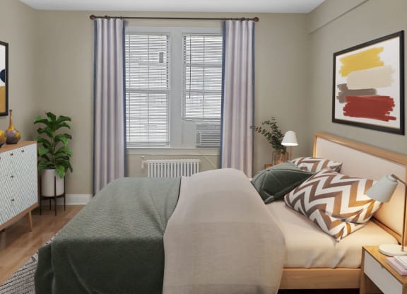 Bedroom (virtually staged) at Park Crest Apartments, Washington, District of Columbia