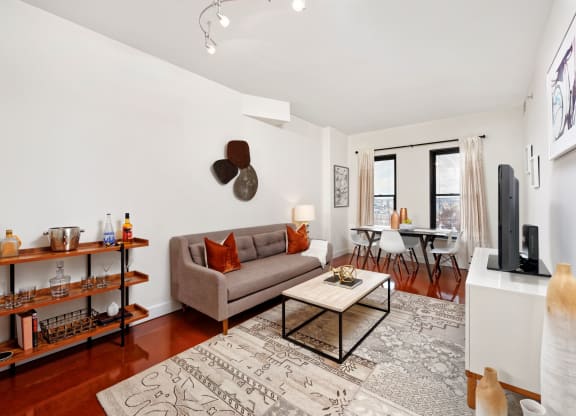 Living and dining (staged) at Park Place at Petworth, Washington DC 20011