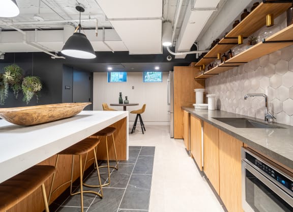 Resident lounge with shuffleboard table at 1500 Arlington, Virginia