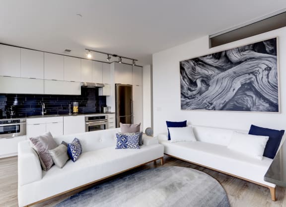 Two-bedroom living and dining (staged) at The Shay, Washington, DC 20001