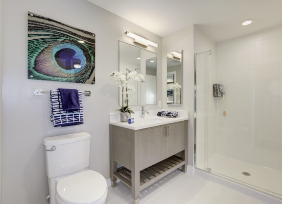 Modern bathroom at Valo Apartments, Washington DC 20024