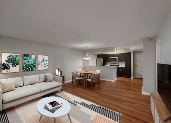 Living Room and Kitchen  at Residences at Rio, Gaithersburg, MD, 20878